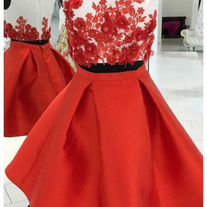 Red Two Piece Homecoming Dresses Pr..