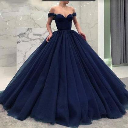 Off The Shoulder Ball Gown Black/Burgundy/Navy Blue Prom Dresses ...