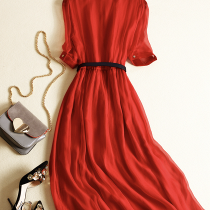 Red Women's Dresses with Sash