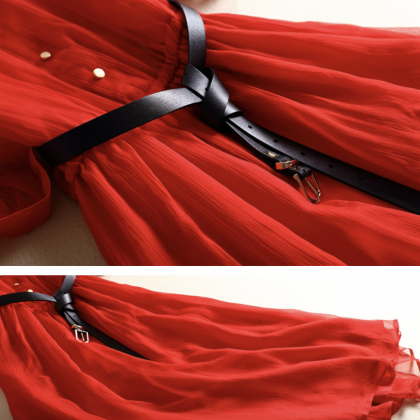 Red Women's Dresses with Sash