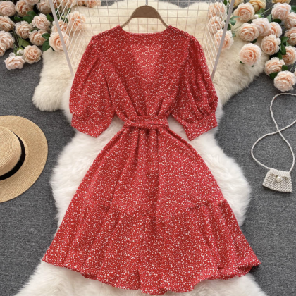 Red Vintage Dresses for Beach Holid..