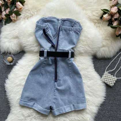 Strapless Rompers Jeans Pants for W..
