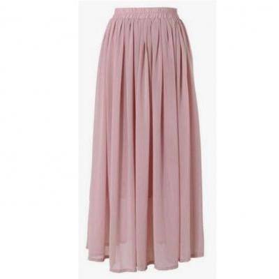 Blush Tulle Elasticised High Rise Long A-Line Skirt 
