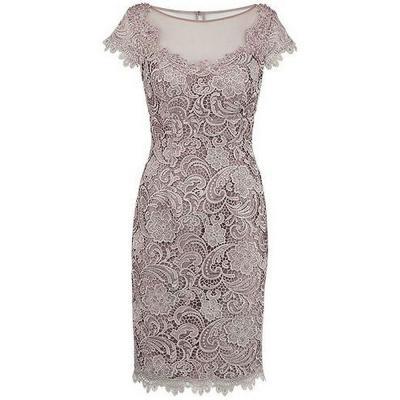 Sheer Neck Short Lace Mother of the Bride Dresses with Cap Sleeves