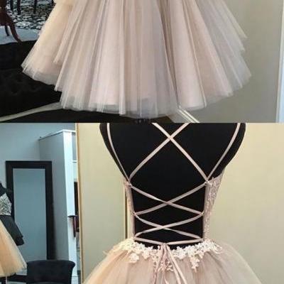 Vintage Tulle Double Straps Homecoming Dresses with Lace