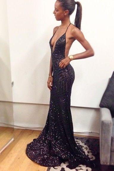 2017 Dark Navy Mermaid Prom Dresses Sequins Tight Fitting Long Evening Gowns Yaydressy Online Store Powered By Storenvy