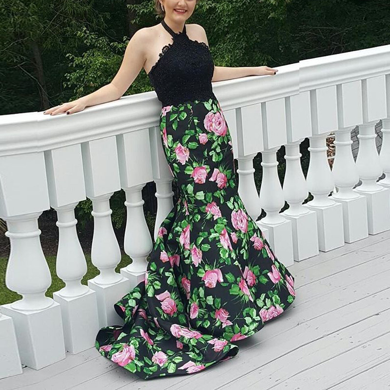 Floral top prom outlet dress