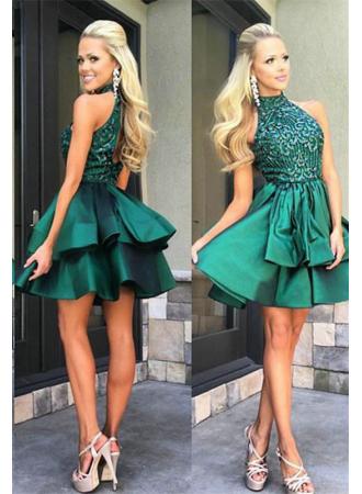 Olive Green Short Beaded Homecoming Dresses Prom Dresses Party Dresses