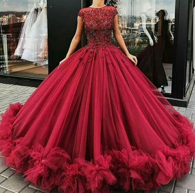 Luxurious Scoop Ball Gowns Burgundy 