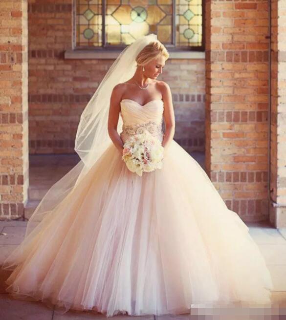 blush pink ball gowns