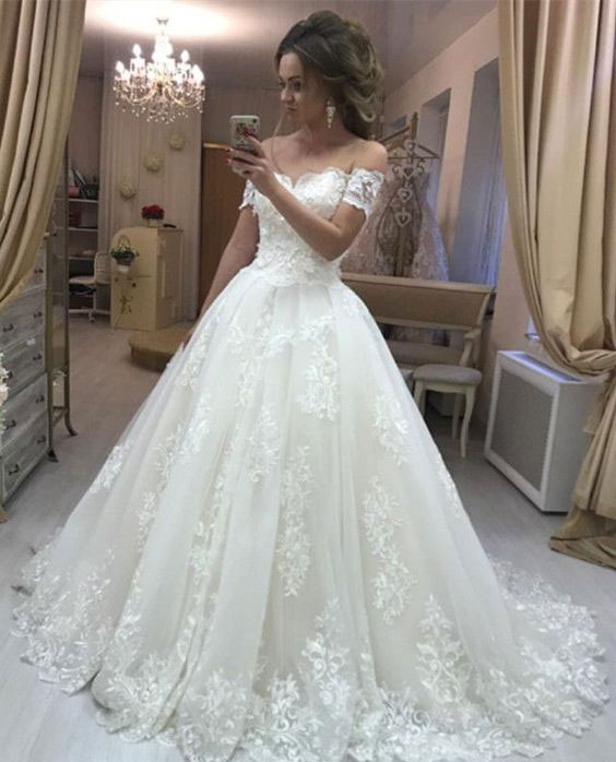 Off Shoulder Wedding Dresses Gown With Liques Court Train Bridal Off Shoulder Wedding Dresses Gown With Liques Court Train Bridal