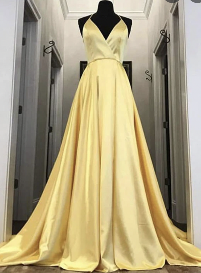 Halter Yellow Prom Dresses for Women