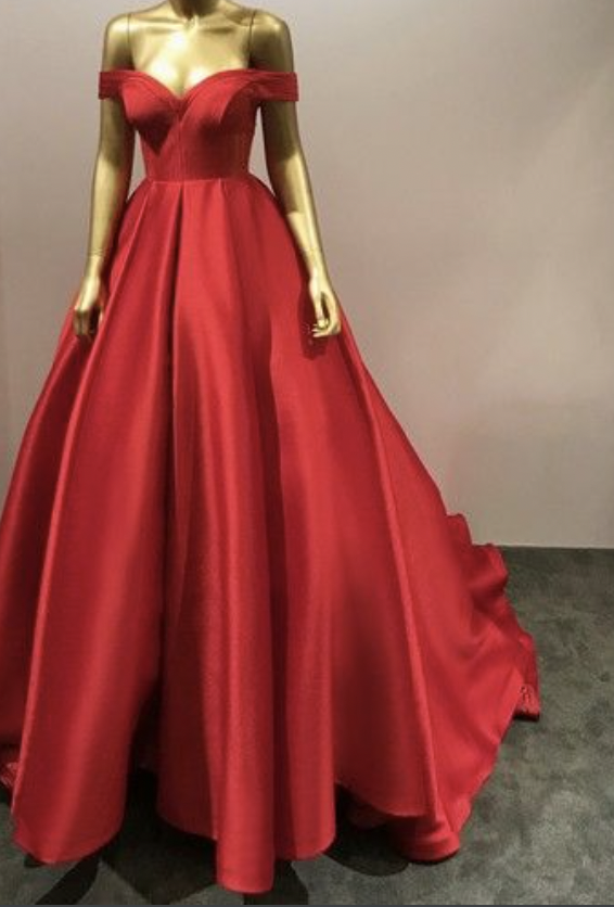 off the Shoulder Prom Dresses Red 