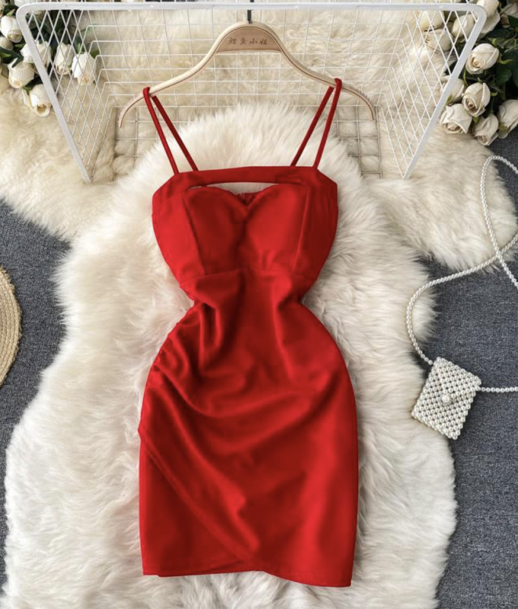 Spaghetti Straps Red Dresses for Party