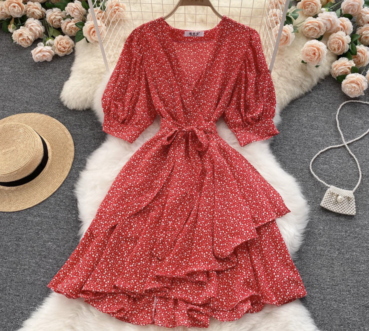 Red Vintage Dresses for Beach Holiday 
