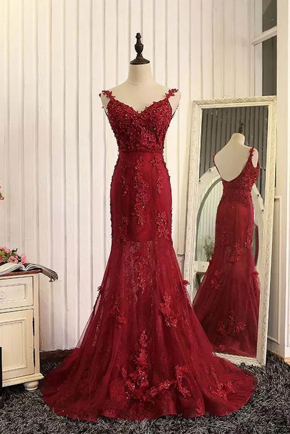 red ball gown mermaid