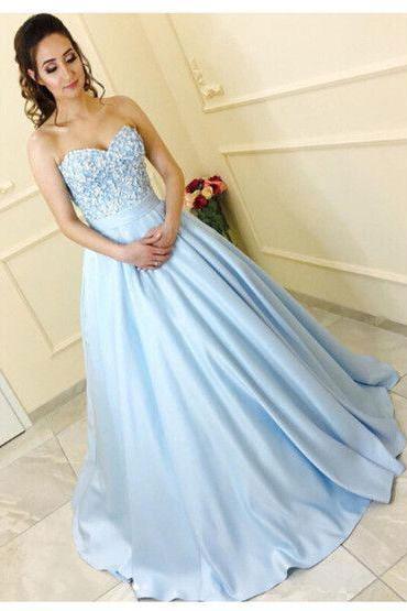Sweetheart Sky Blue Long Prom Dresses for Women Evening Dresses