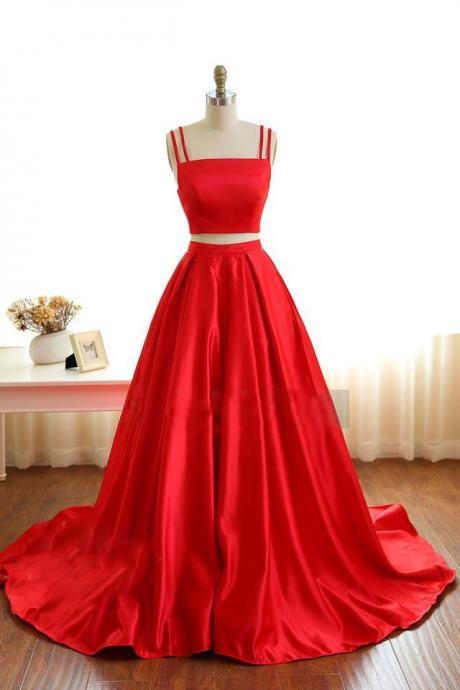 Sexy Two Piece Red Prom Dresses Party Dresses for Women