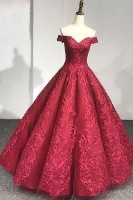 burgundy ball gowns