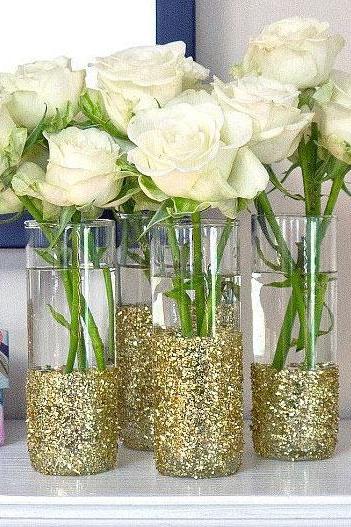 Mason Jar for Wedding Party with Silver Sequins without Flowers