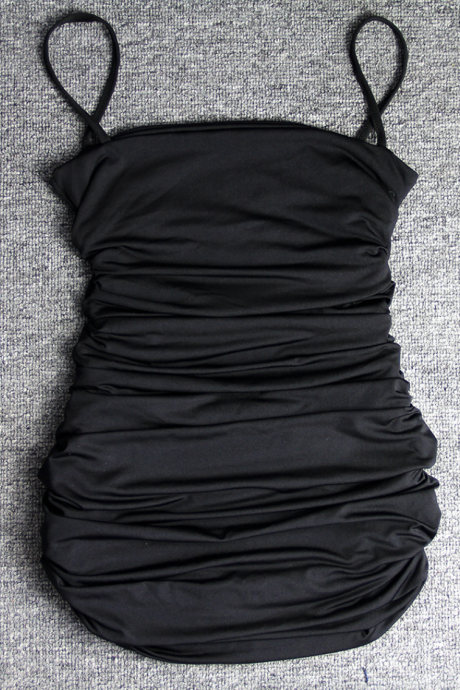 Spaghetti Straps Black Short Party Dresses