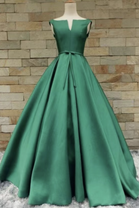 Green Long Prom Dresses with Bowknot
