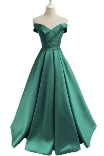 Green off the Shoulder Prom Dresses