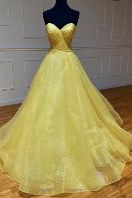 Yellow Sweetheart Prom Dresses