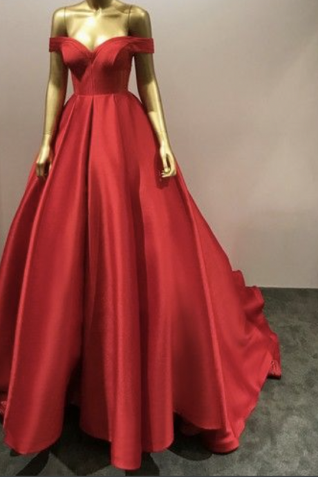 off the Shoulder Prom Dresses Red 