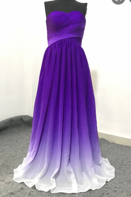 Purple White Ombre Prom Dresses