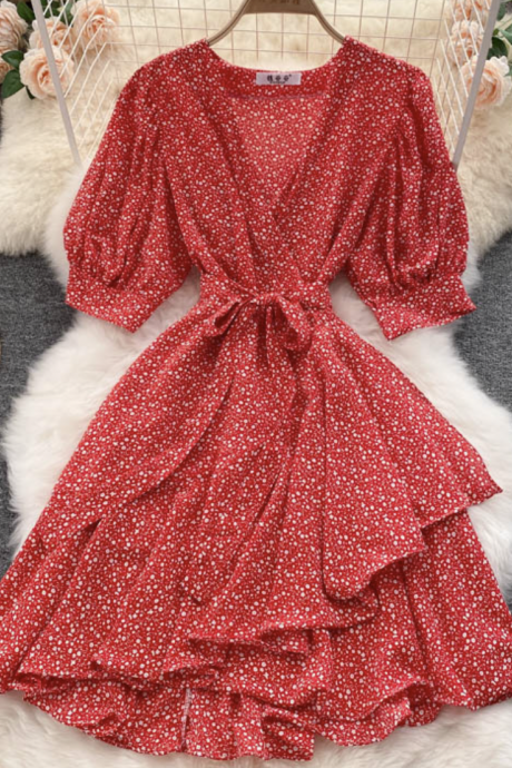 Red Vintage Dresses for Beach Holiday 