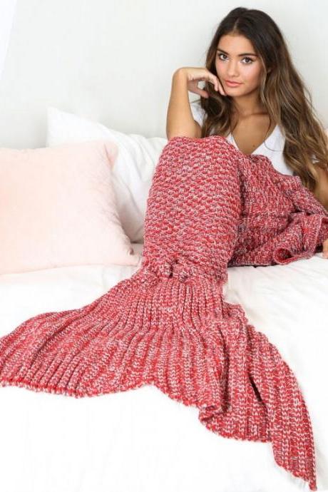Soft Mermaid Blanket,Hand Knitted Mermaid Blanket,Blanket for Adult and Children,Gifts for Friends