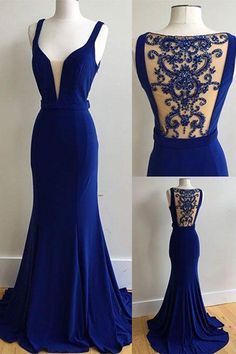 Long Royal Blue Mermaid Prom Dress for Women 
