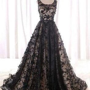 Square Prom Dresses, Black Prom Dresses Long With Hanmade Flowers on Luulla