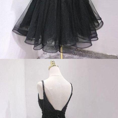 Blue High Low Spaghetti Straps Tulle Homecoming Dresses with Appliques, Party Dress UQ2143
