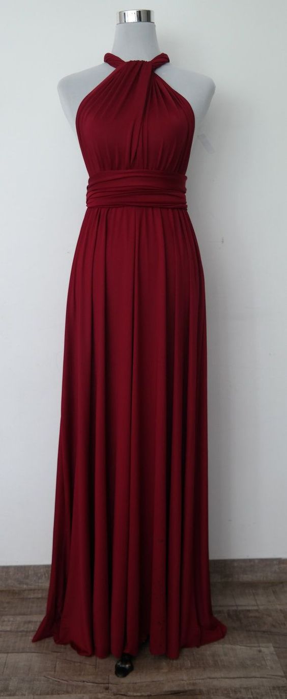 Burgundy Halter Chiffon Wedding Bridesmaid Dress Prom Dresses Under 100 ...