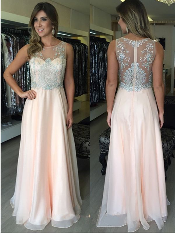 High Quality Light Pink Long Prom Dresses For Women With Beading on Luulla