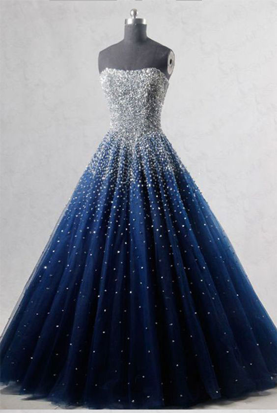 Gorgeous Strapless A-Line Beading Vintage Long Prom Dress, DP2114