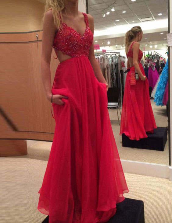 New Arrival Red Long Sleeveless Prom Dresses With Appliques on Luulla
