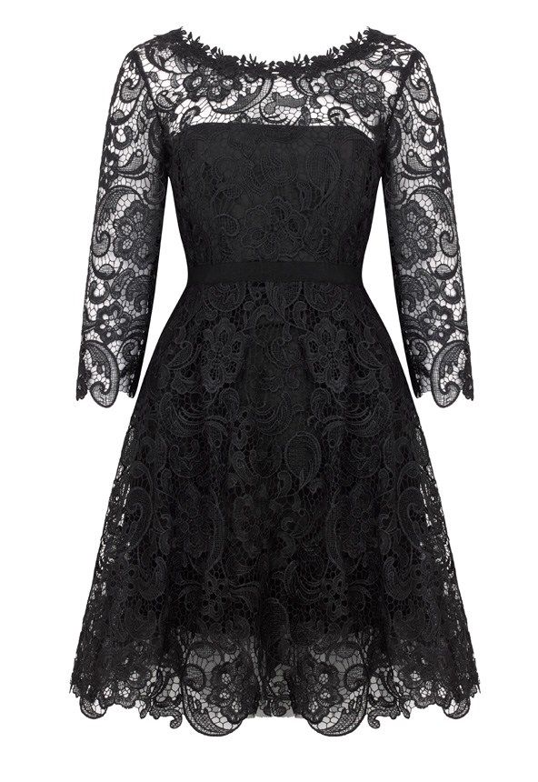 Scoop Black Lace Mother Of The Bride Dresses With Long Sleeves on Luulla
